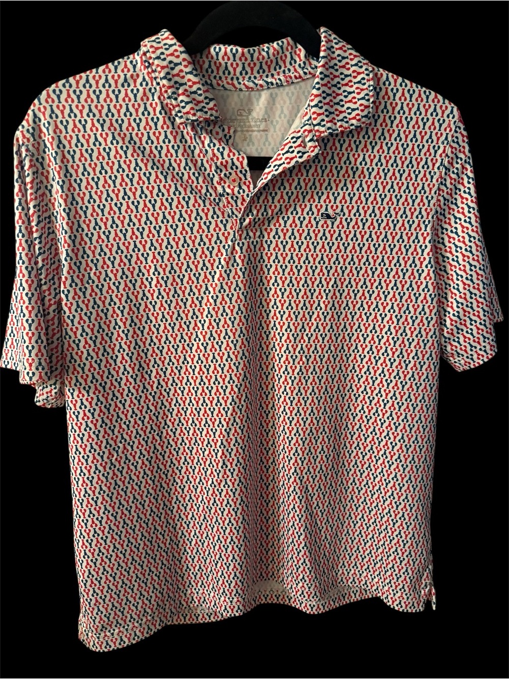 Vineyard Vines Red & Blue Lobster Patterned Polo